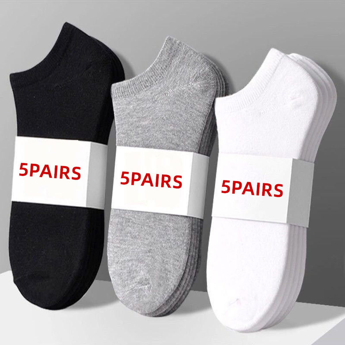 Socks Ankle Men - 5 أزواج للجنسين عادية عادي اللون