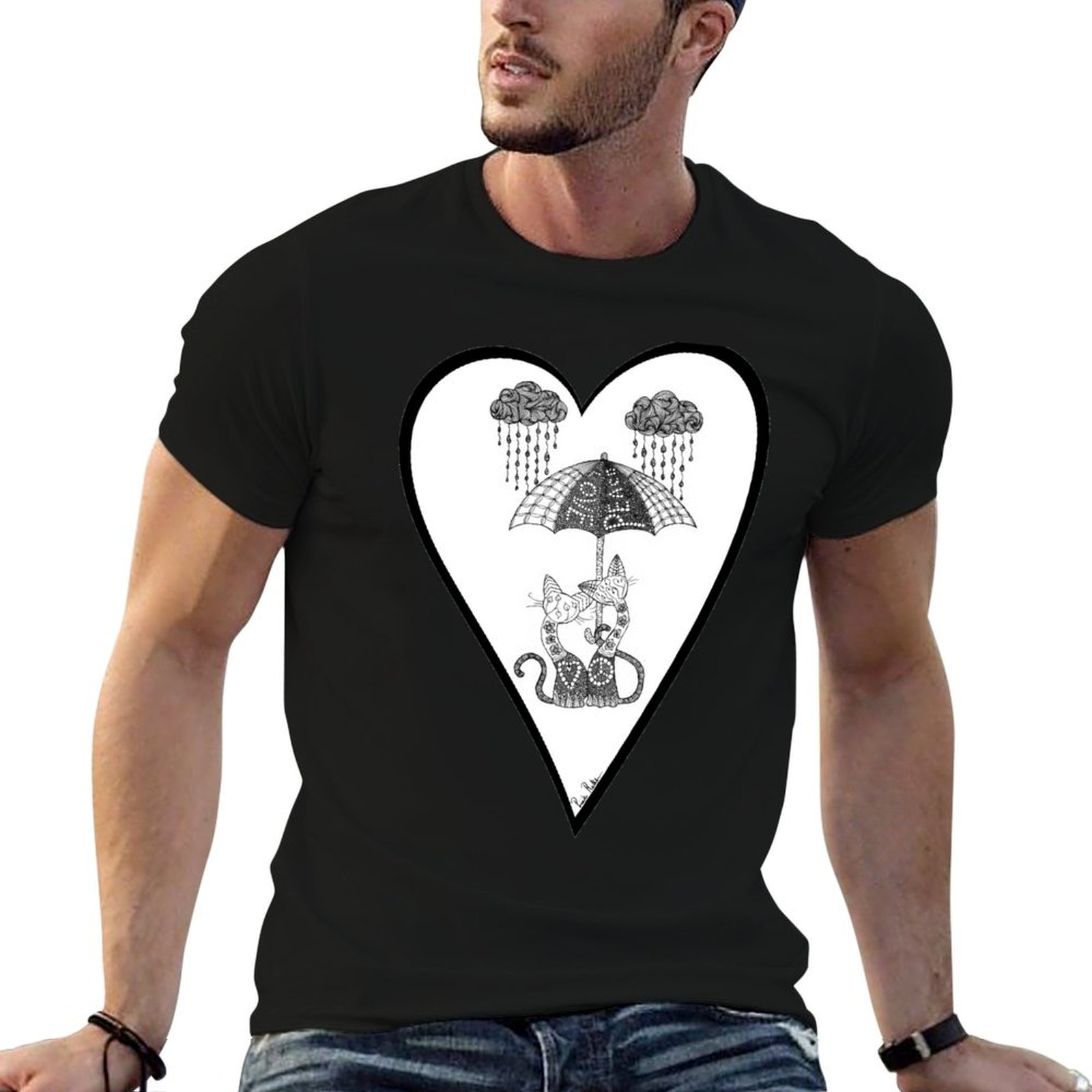 Men'S Fashion Umbrella - تي شيرت بطبعة قطط سياتل تحت