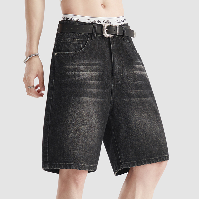 Men'S Fashion Jeans - شورت جينز رجالي صيفي رفيع أسود،