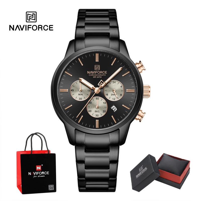 Men'S Fashion Box - ساعة نافيفورس للرجال كوارتز كرونوغراف مقاومة