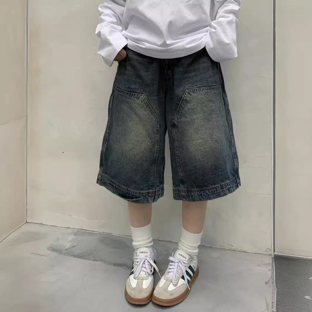 Mens Fashion Denim - النساء Y2K خمر فضفاض شورتات جينز