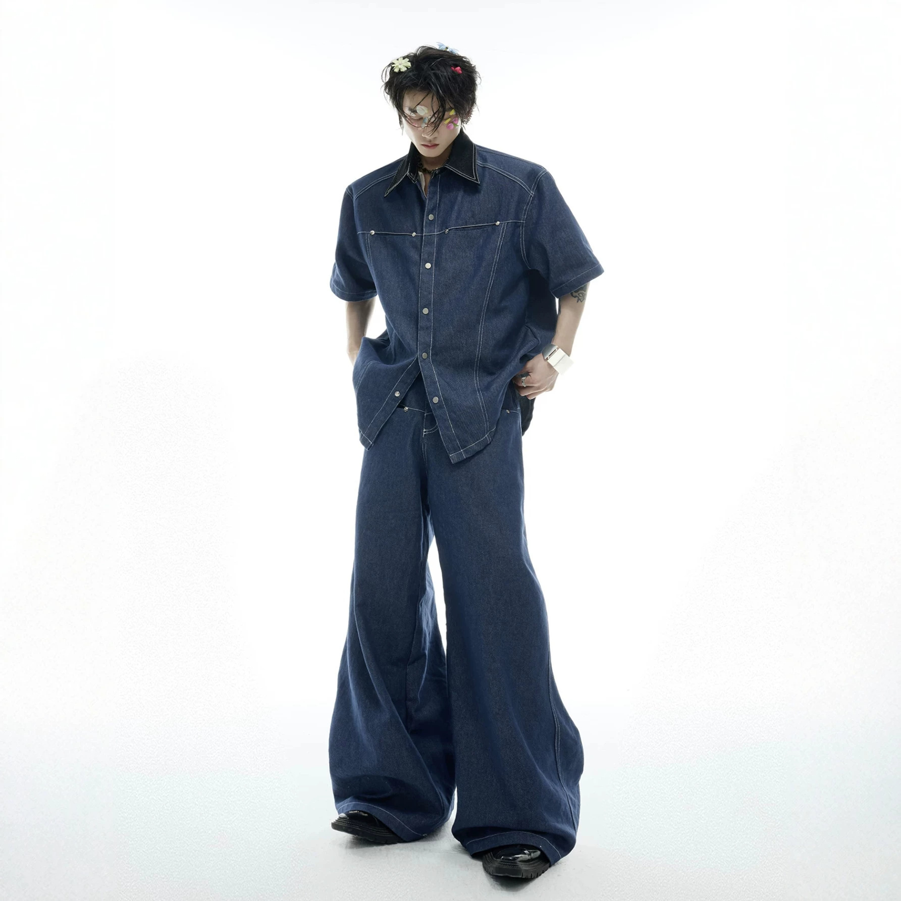 Men'S Fashion Jeans - طقم صيفي رجالي من الدنيم بتصميم