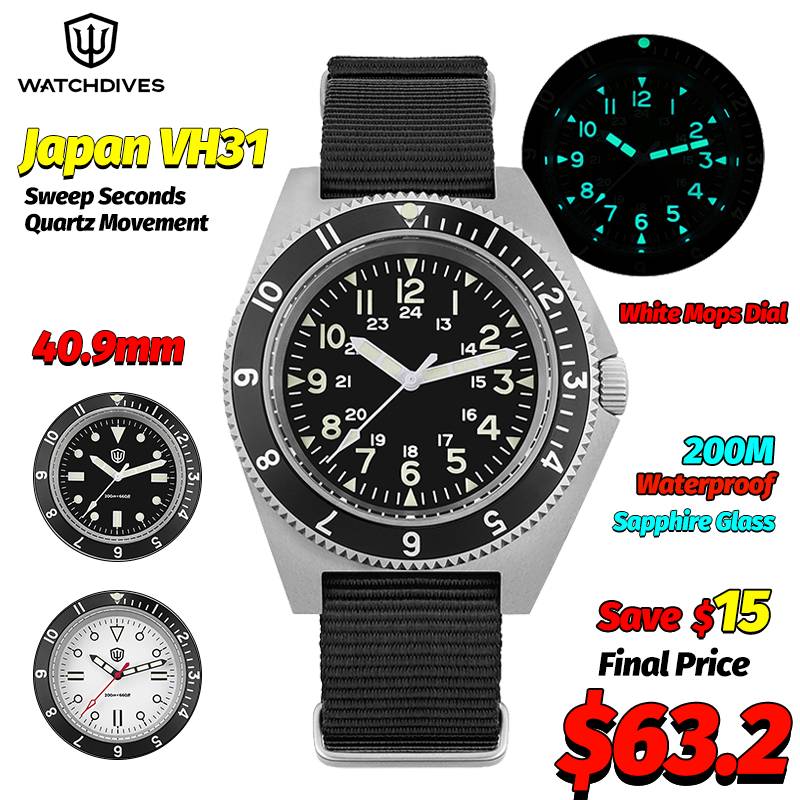 Men'S Fashion Box - Watchdives WD1972 ساعة كوارتز الياقوت مضيئة