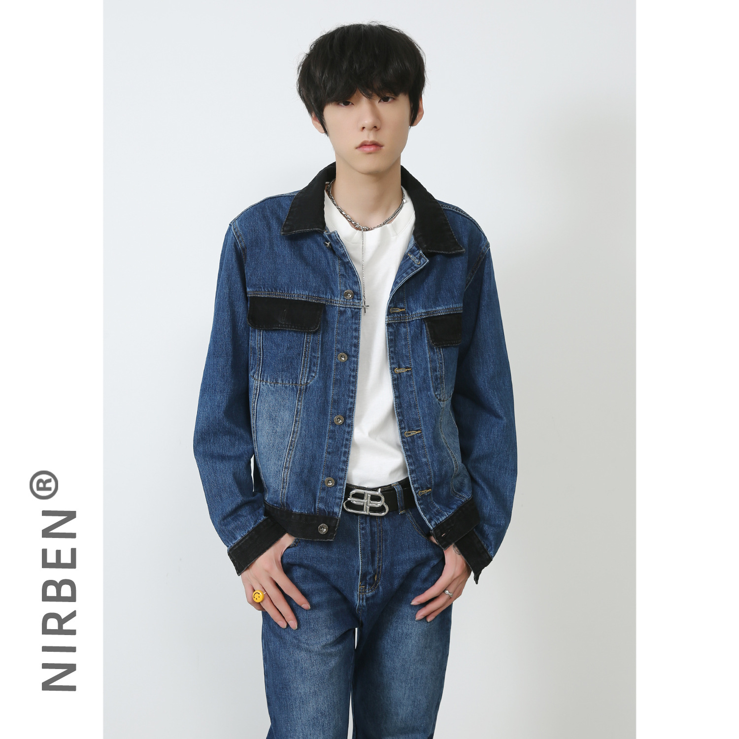 Mens Fashion Denim - طقم جاكيت دنيم جديد للرجال، معطف