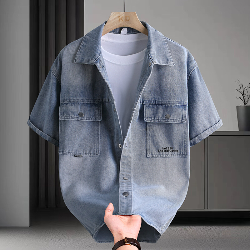 قميص دينيم رجالي صيفي عصري بلو - مراجعة Mens Fashion Denim وسعره