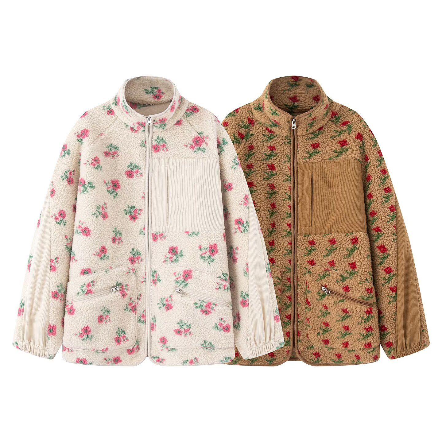 سترة الأزهار الموضة للنساء خري - مراجعة Sherpa Jacket Fleece وسعره