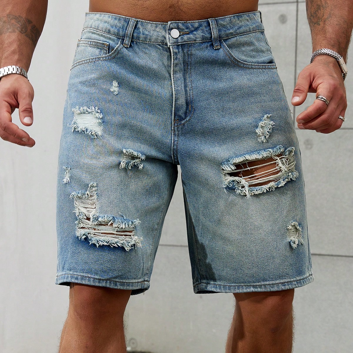 جينز قطني قصير ممزق للرجال ، د - مراجعة Men'S Fashion Jeans وسعره