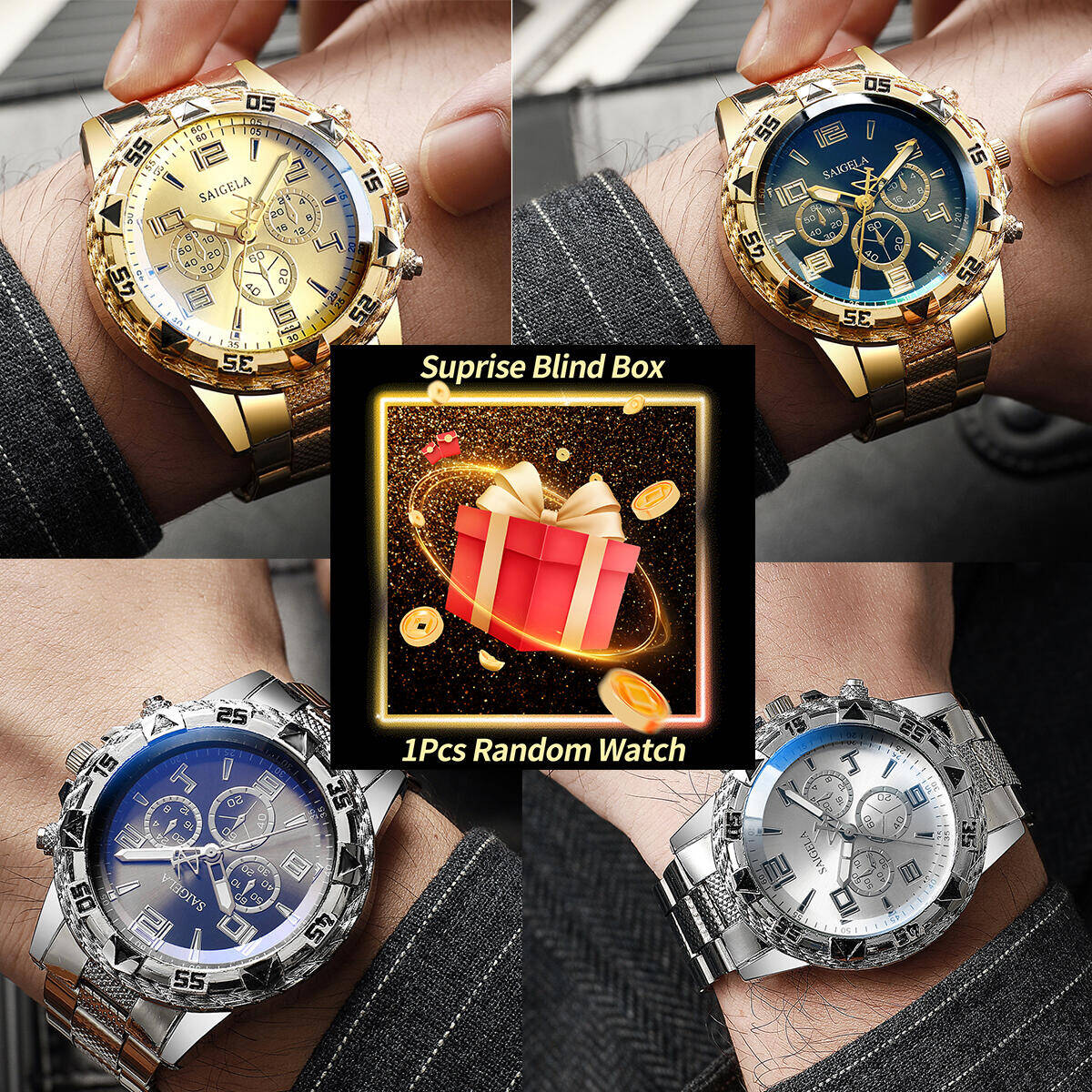 1 قطعة ساعة سر مفاجأة صندوق أع - مراجعة Men'S Fashion Box وسعره